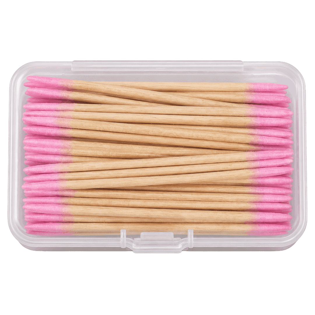 Bâtonnets de nettoyage fins en bois à double embout – Boîte 100 pièces