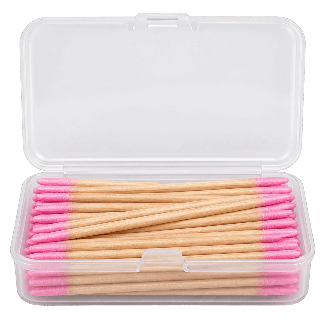 Bâtonnets de nettoyage fins en bois à double embout – Boîte 100 pièces
