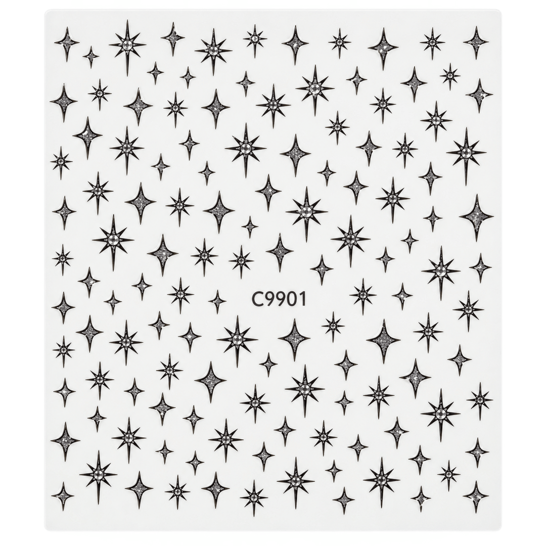 Autocollants 3D Étoiles Argent