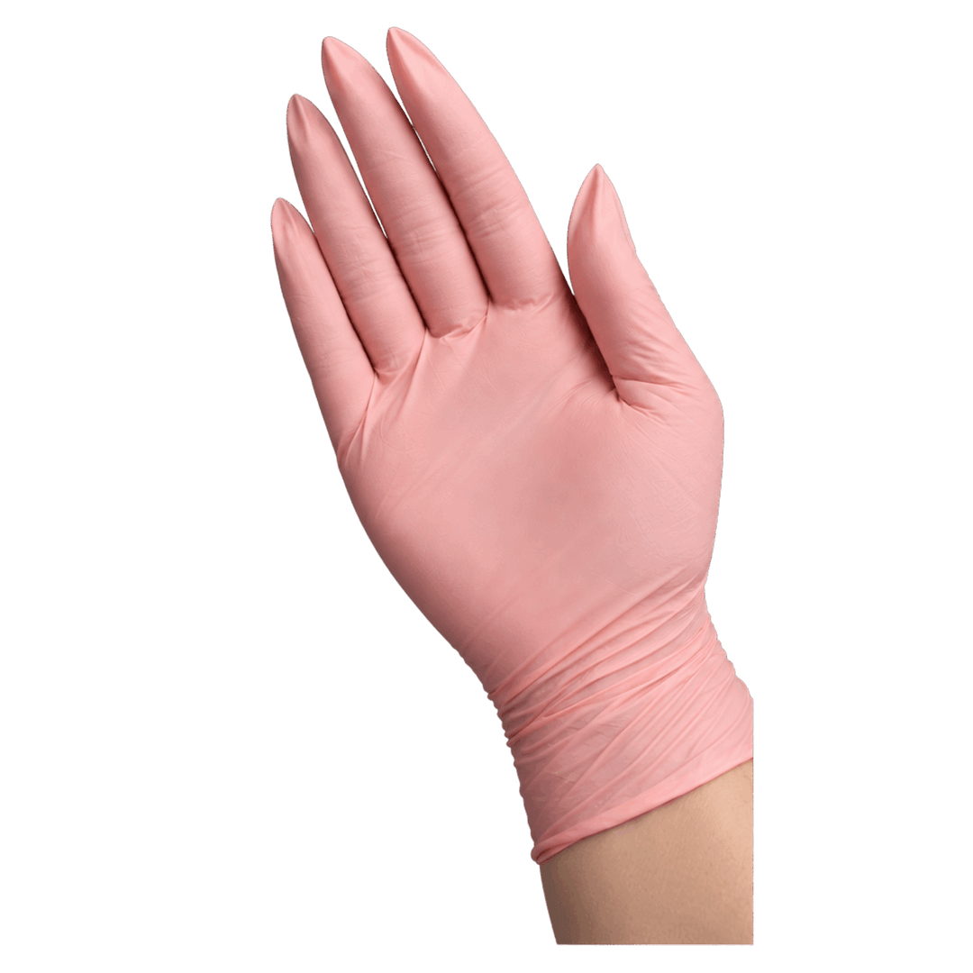 Gants de Nitrile Rose Pâle Sans Poudre Moyen (100pcs)