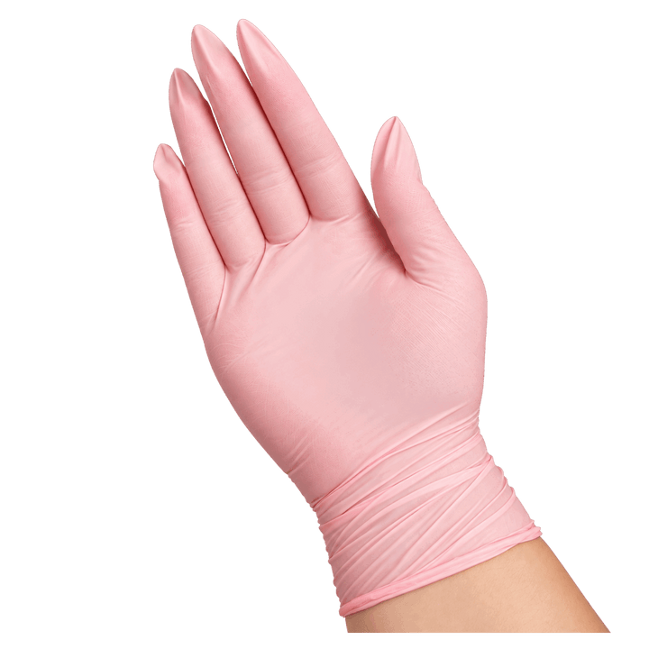 Gants de Nitrile Rose Pâle Sans Poudre Petit (100pcs)
