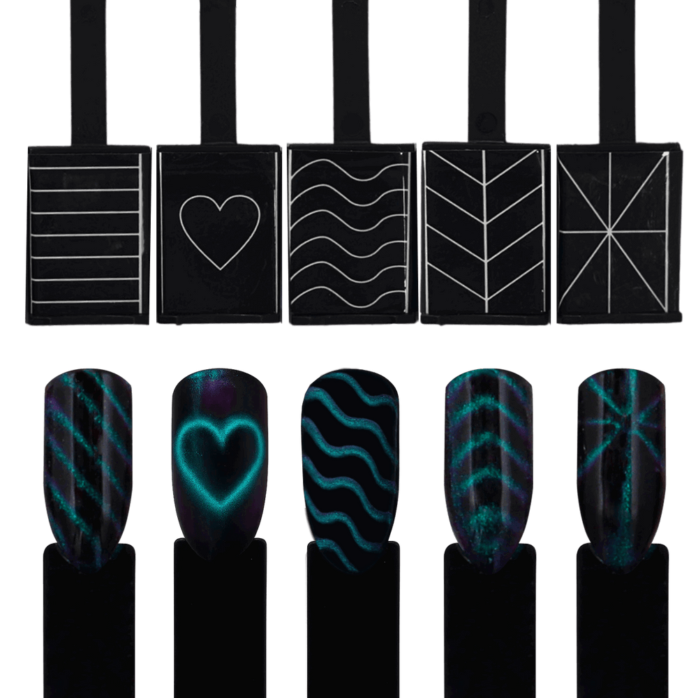 Aimants coeur étoile chevron vague ligne pour vernis gel magnétique