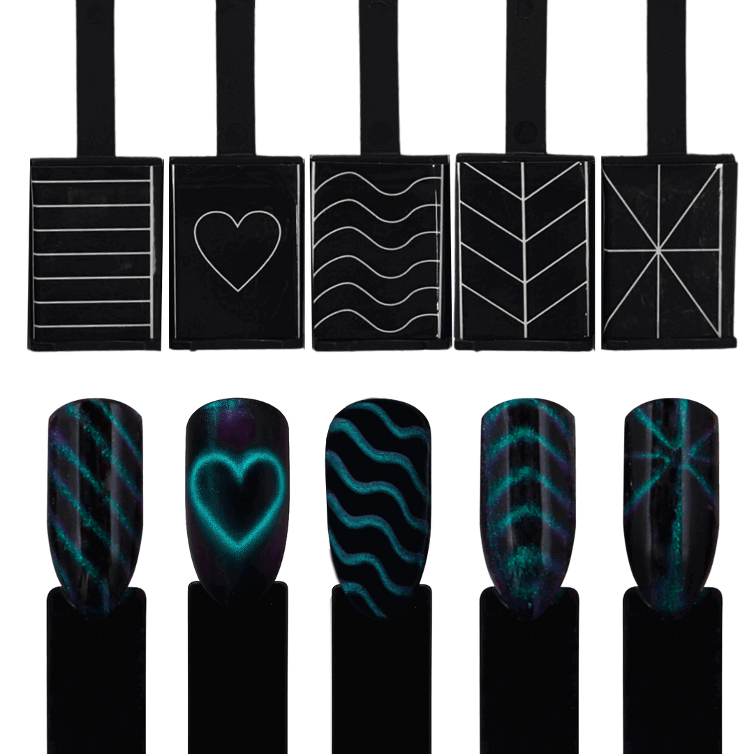 Aimants coeur étoile chevron vague ligne pour vernis gel magnétique