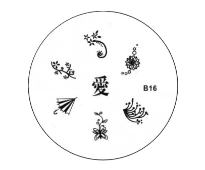 Stamping Fleurs, Parapluie, Signe chinois