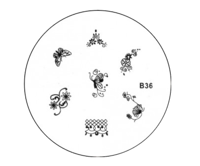 Stamping papillon, fleur, dentelle