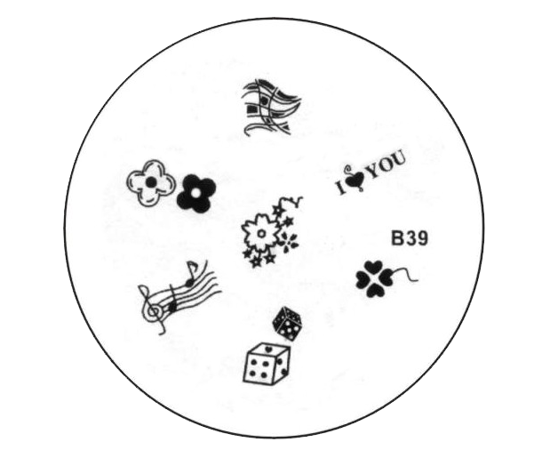 Stamping Musique, Jeux, Coeur, Fleurs