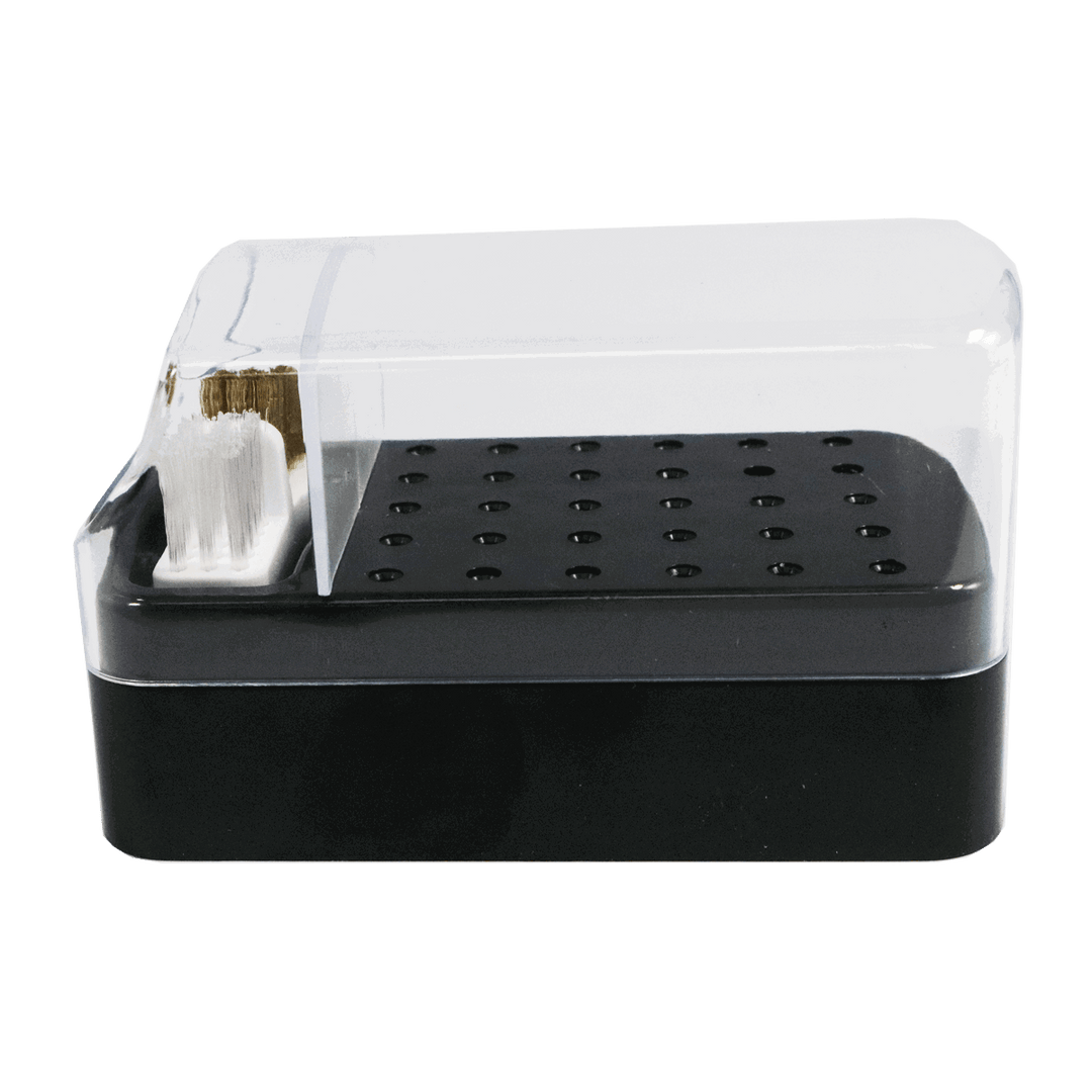 Boitier pour Embouts de Limes avec Brosse Nettoyante Noir