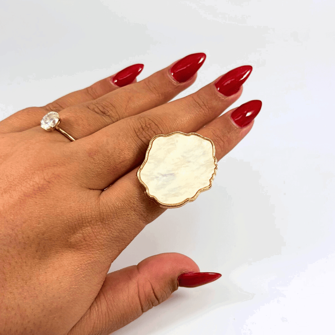 Bague Pierre en Résine pour Nail Art - Blanc