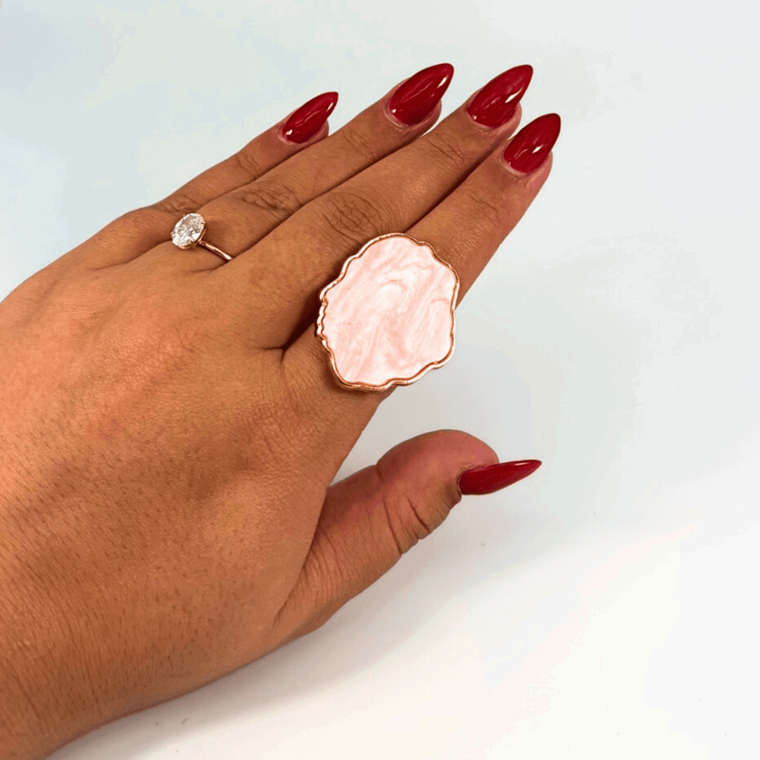 Nail Art Resin Stone Ring - Pink