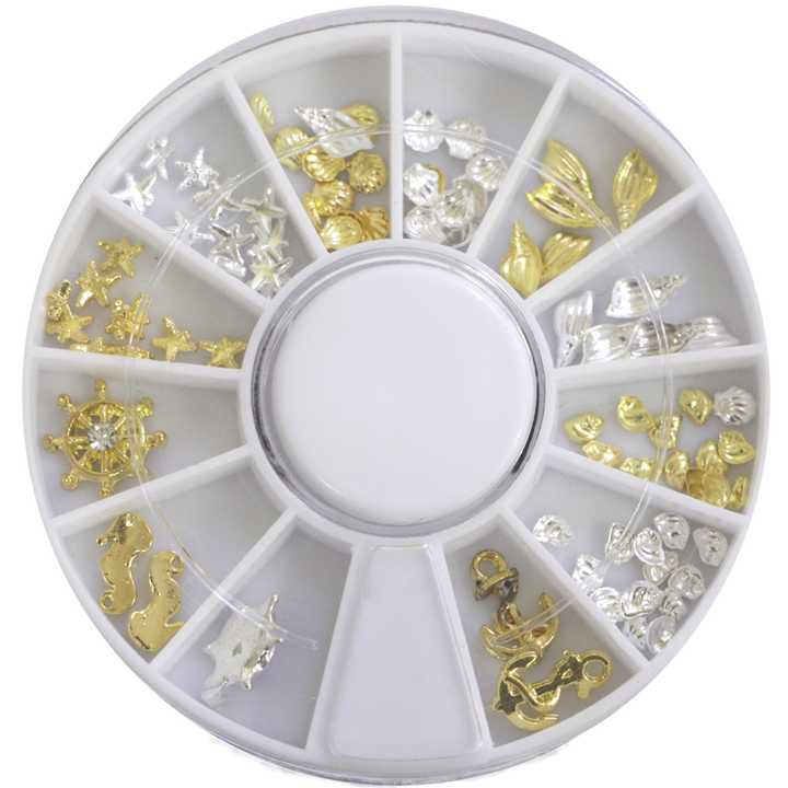 Decorative Metallic Studs - Gold  - Starfish and Shells