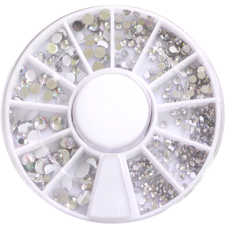 Stone wheel - round shape - clear holographic (1-3mm)