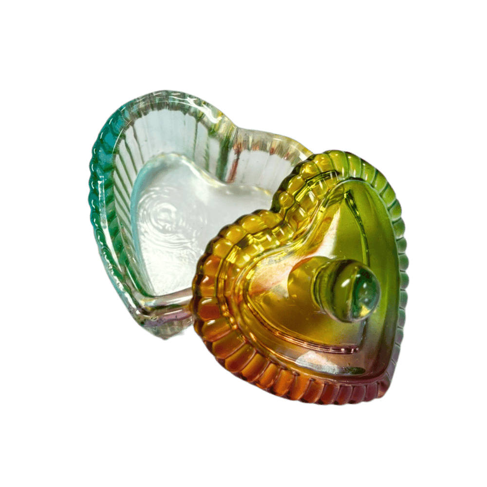 Contenant Cristal pour Poudre Coeur Ligné Multicolore (40mm)