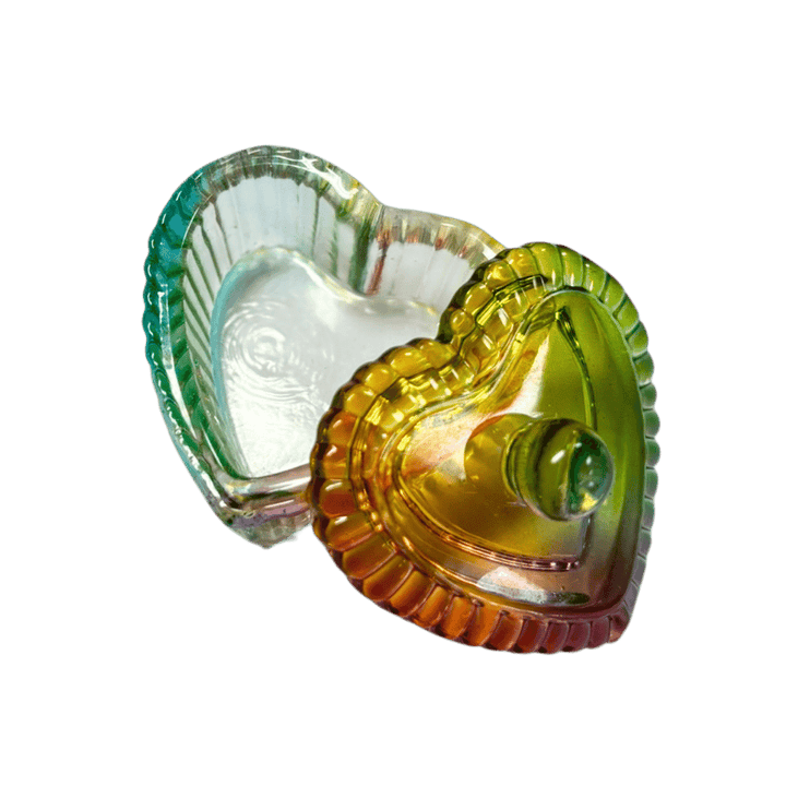 Contenant Cristal pour Poudre Coeur Ligné Multicolore (40mm)