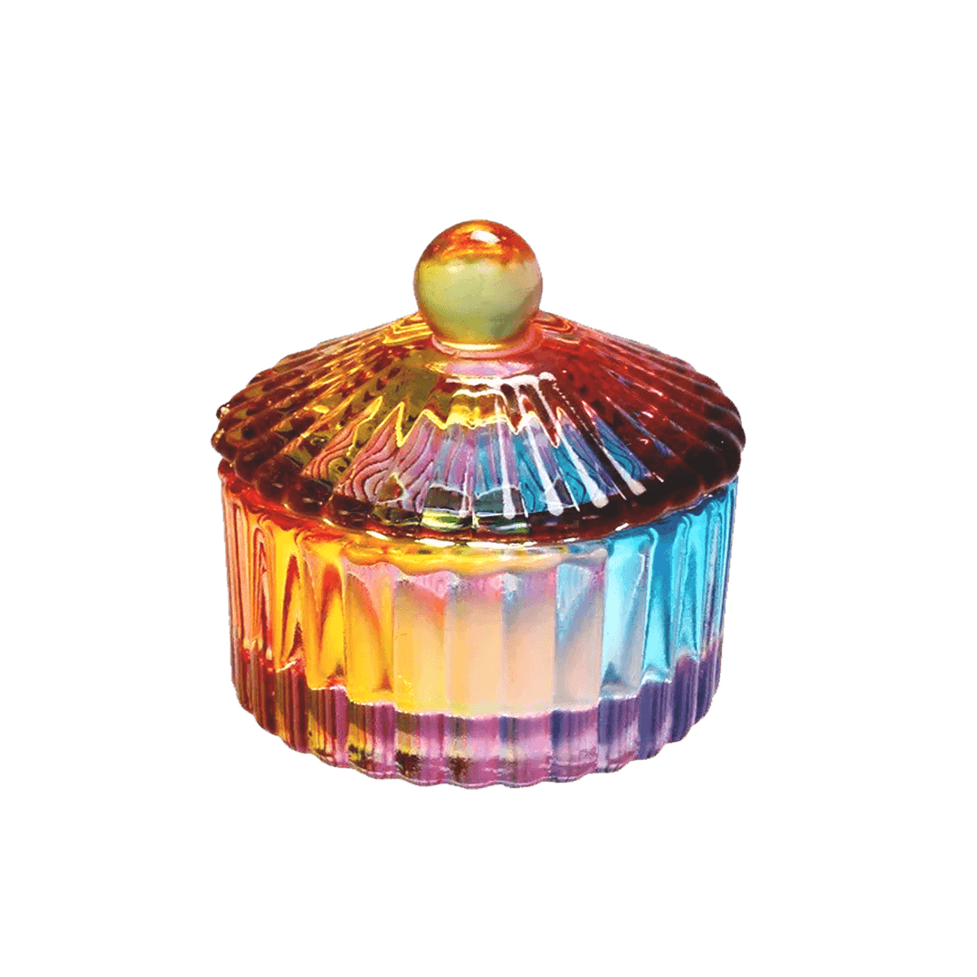 Contenant Cristal pour Poudre Rond Ligné Multicore (40mm)