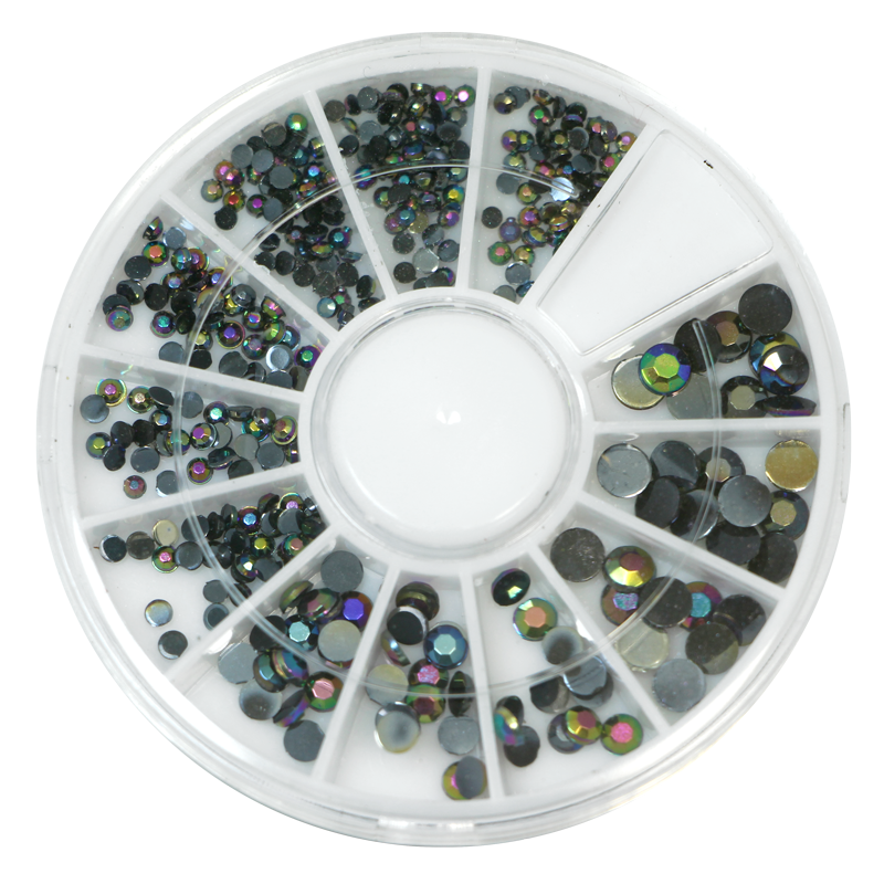 Stone wheel - round shape - black holographic (1-3mm)