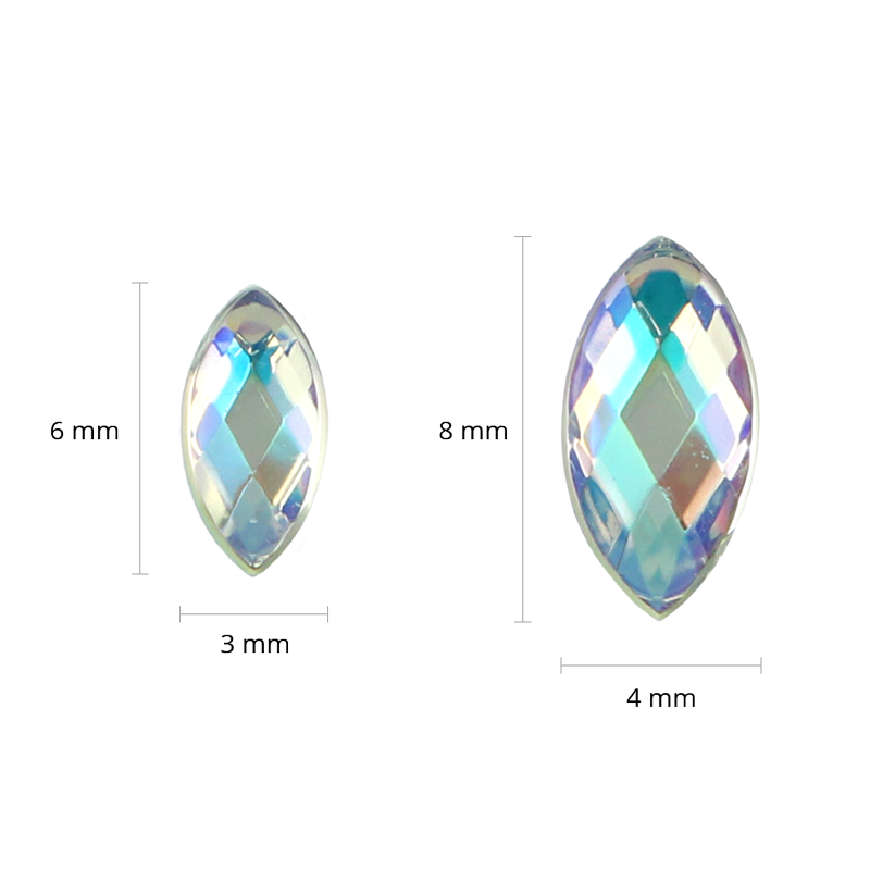 petite 3 x 6mm,  grande 4 x 8mm