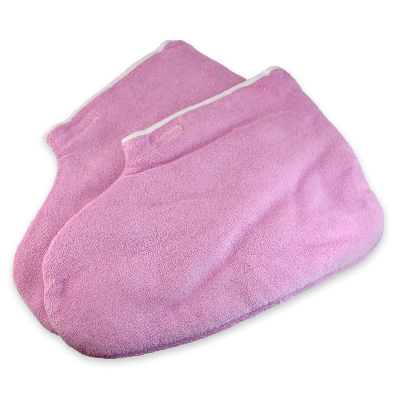Chaussons en Ratine pour Soins de Paraffine Rose Pâle (paire)