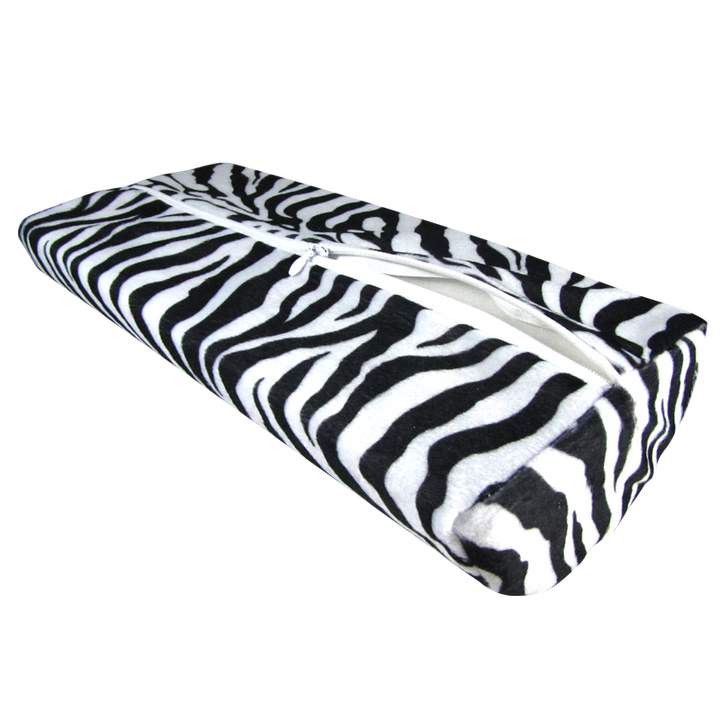 Coussin zébré noir et blanc avec fermeture éclair