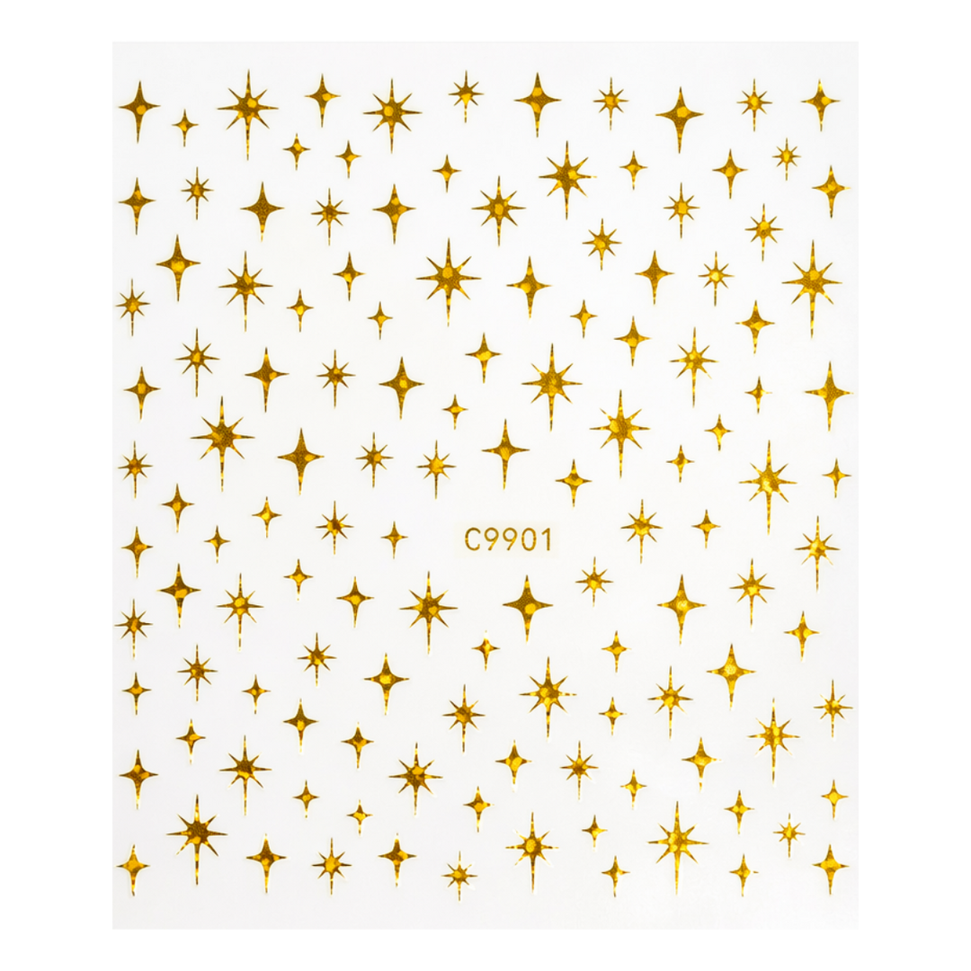 Autocollants 3D Étoiles Or A1807