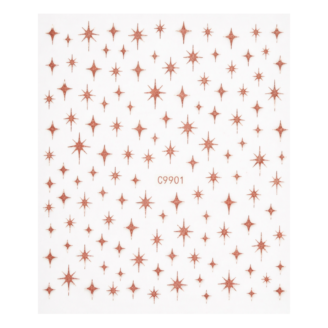 Autocollants 3D Étoiles Rose Gold A1807