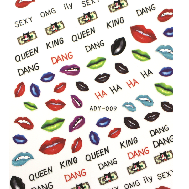 3D Nail Sticker Lips ADY-009 (Super-thin)