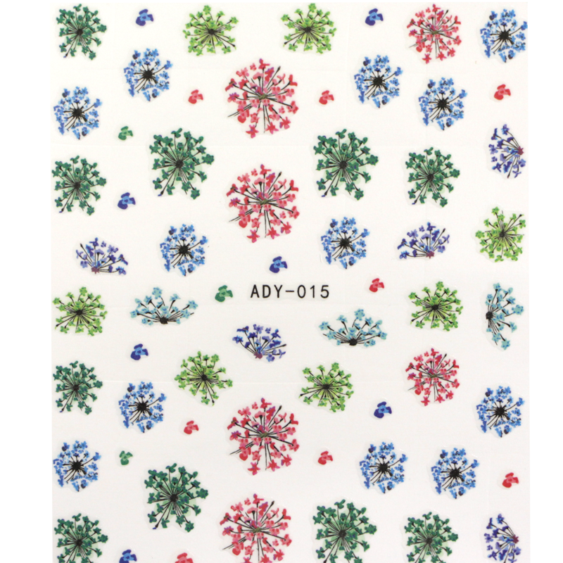 Décalques 3D Fleur ADY-015 Rose Vert Bleu (très mince)