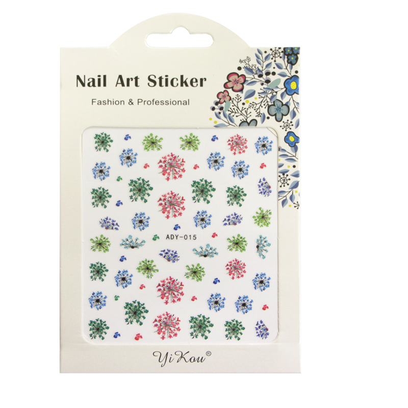 Décalques 3-D modèle Fleur ADY-015 Rose/Vert/Bleu (très minc