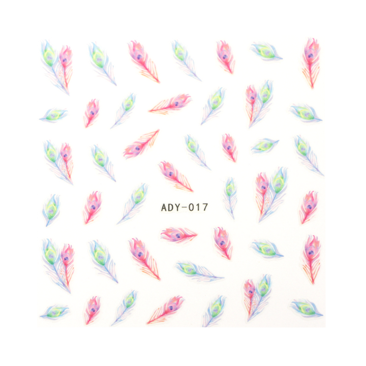 Décalques 3-D modèle Plume ADY-017 Rose/Bleu (très minces)