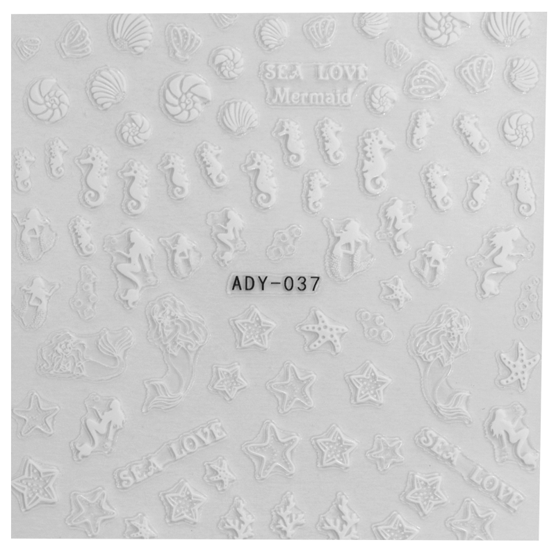 3D Nail Sticker Sea ADY-037 White (Super-thin)