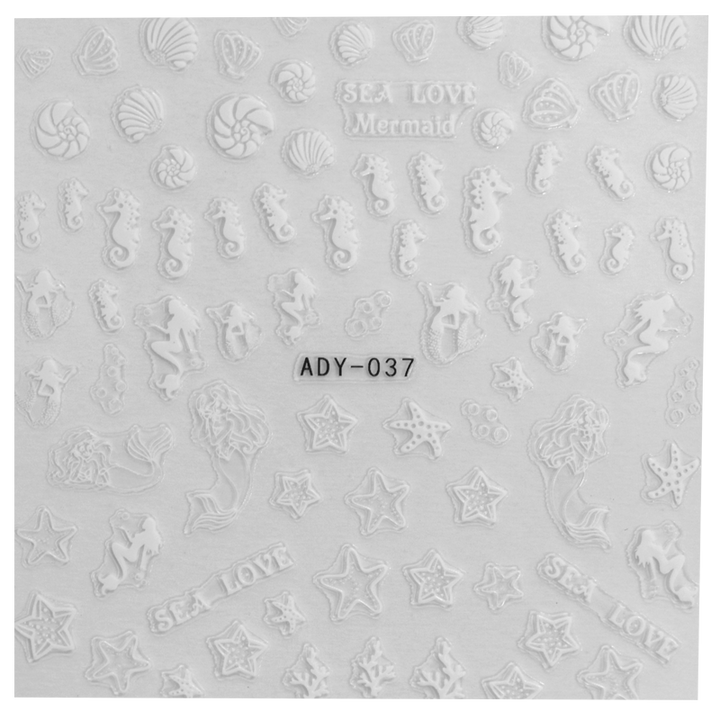 3D Nail Sticker Sea ADY-037 White (Super-thin)