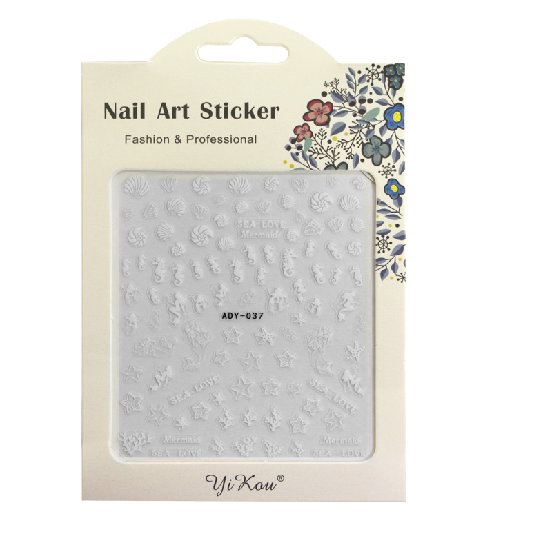 3D Nail Sticker Sea ADY-037 White (Super-thin)