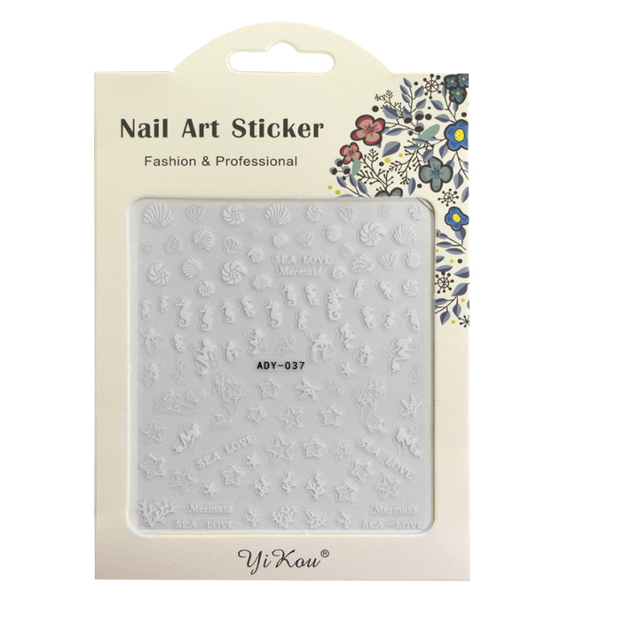 3D Nail Sticker Sea ADY-037 White (Super-thin)