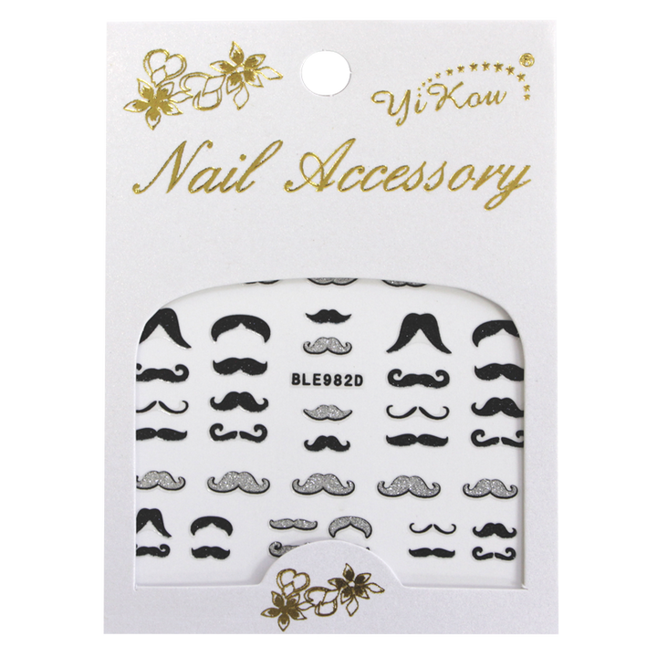 Décalques 3-D modèle Moustaches Noir et Argent BLE982D