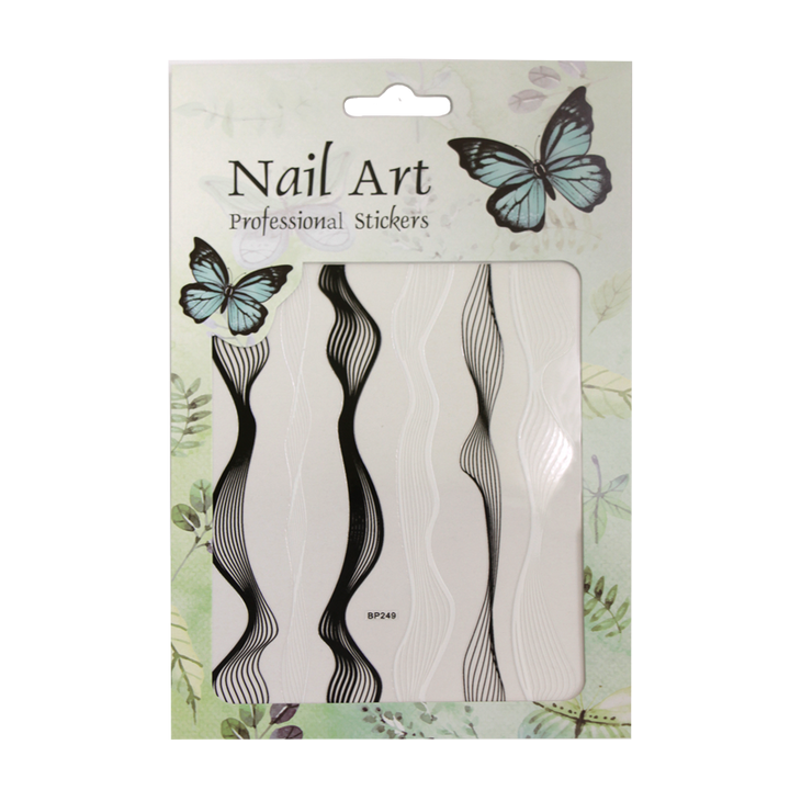 3D Nail Sticker Wave Stripe BP249 Black