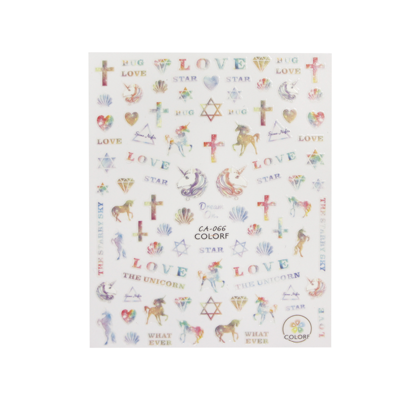 3D Nail Sticker Unicorn &amp; Cross CA-066