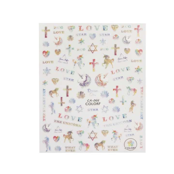 3D Nail Sticker Unicorn &amp; Cross CA-066
