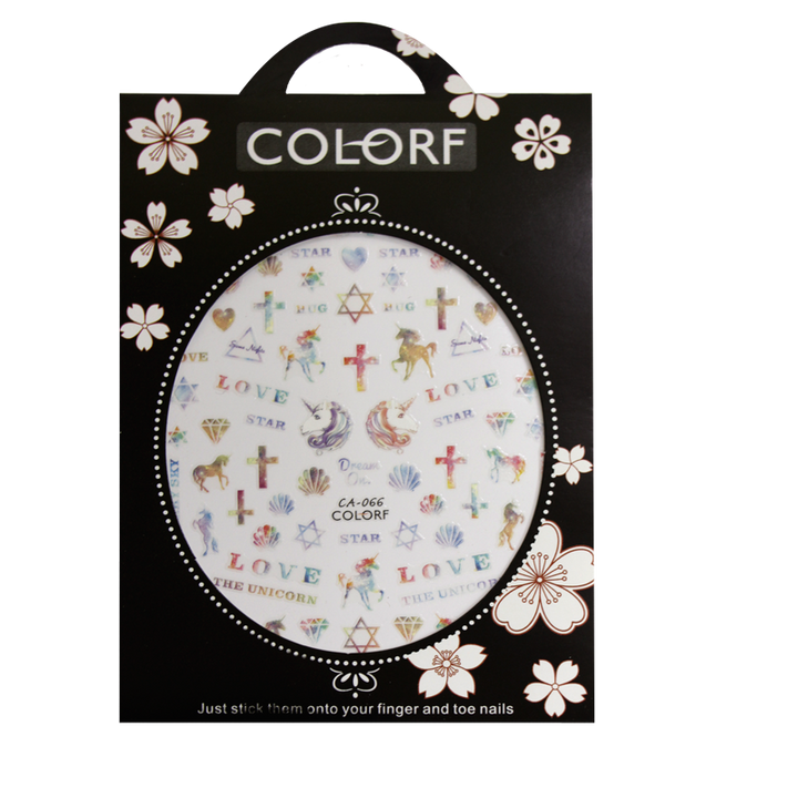 3D Nail Sticker Unicorn &amp; Cross CA-066