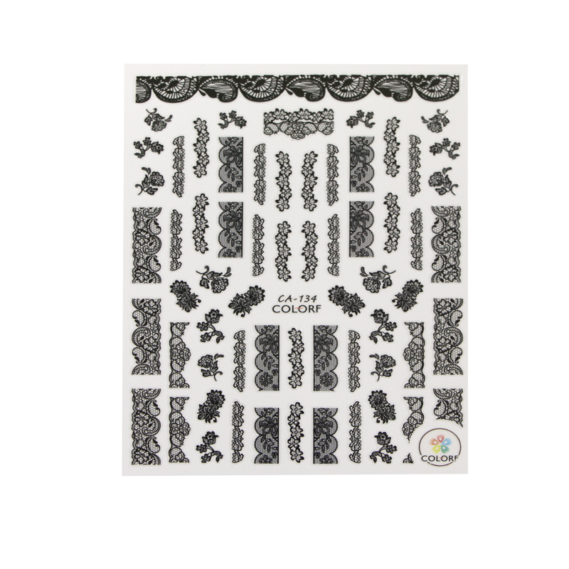 3D Nail Sticker Black Lace CA-134