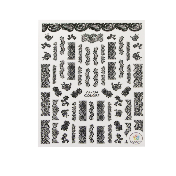 3D Nail Sticker Black Lace CA-134