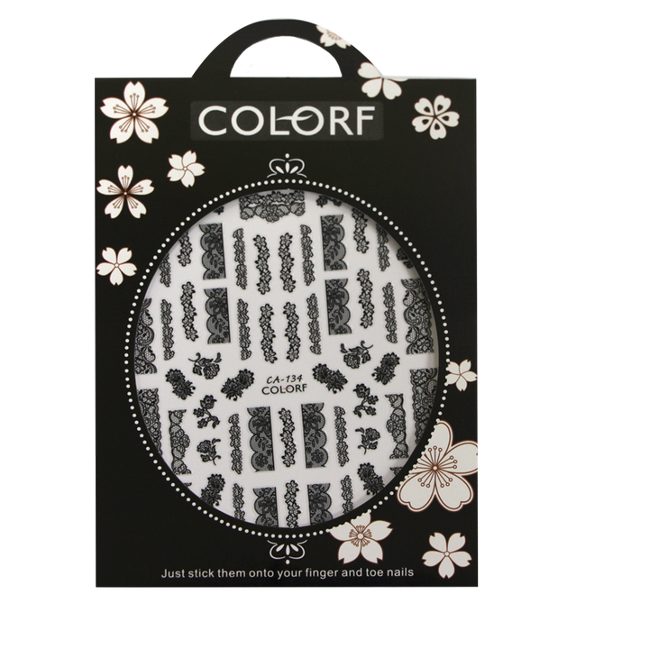 3D Nail Sticker Black Lace CA-134