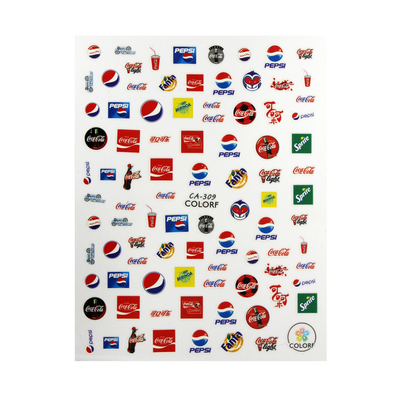 3D Nail Sticker Soda Coca Cola Pepsi Sprite CA-309
