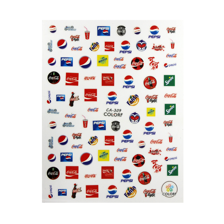 3D Nail Sticker Soda Coca Cola Pepsi Sprite CA-309