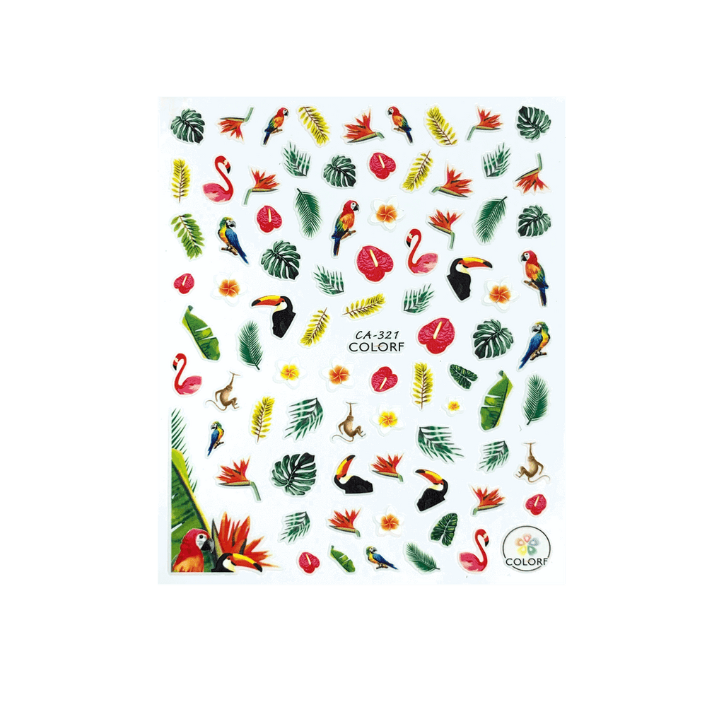 3D Nail Sticker Toucan Parrot Leaf CA-321