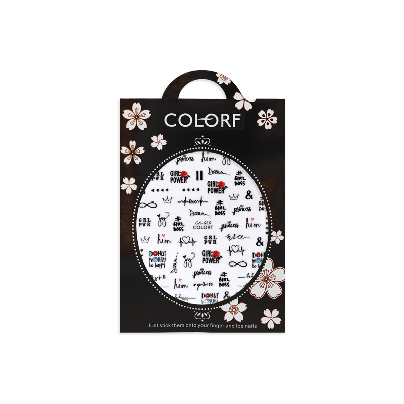 3D Nail Sticker model Writings & Crown CA-626