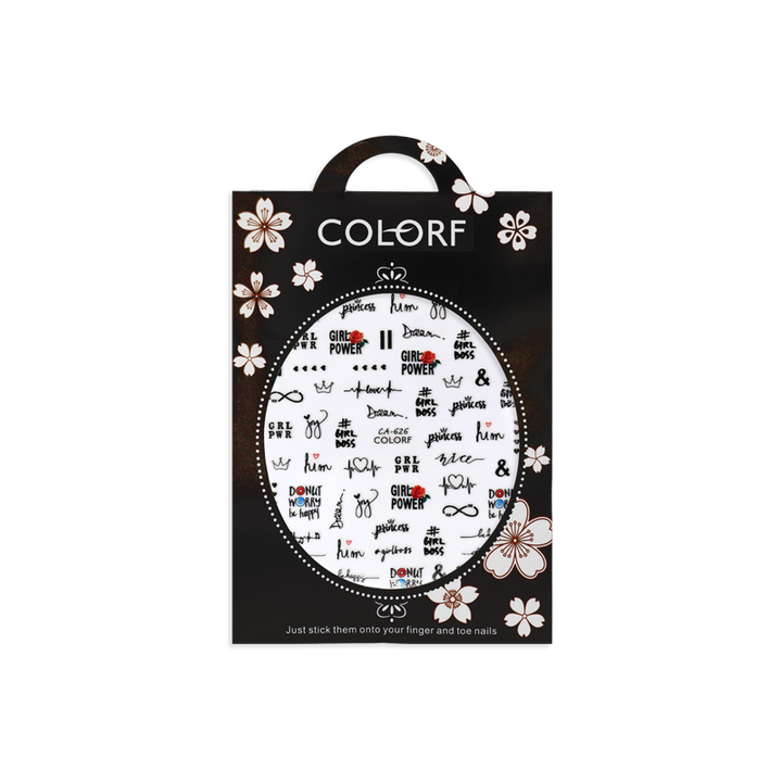 3D Nail Sticker model Writings &amp; Crown CA-626