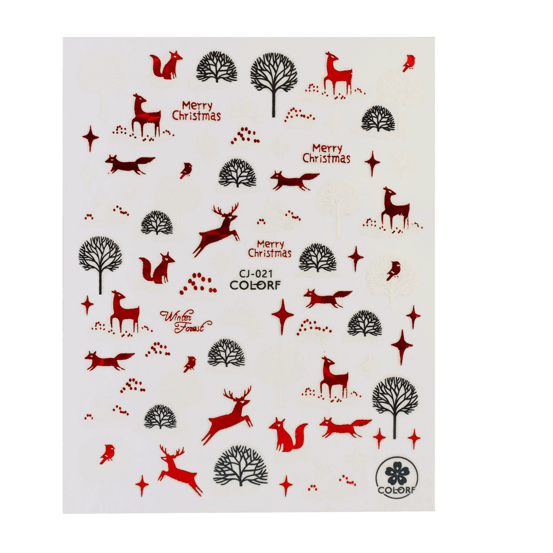3D Nail Sticker Christmas and Nature Red Black CJ-021