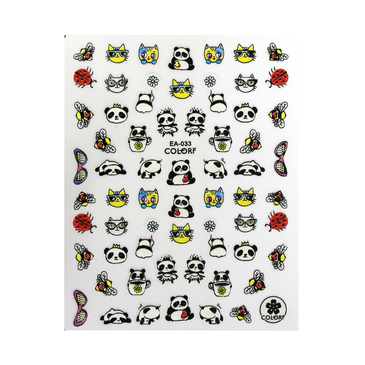 3D Nail Sticker Panda and Cat EA-033