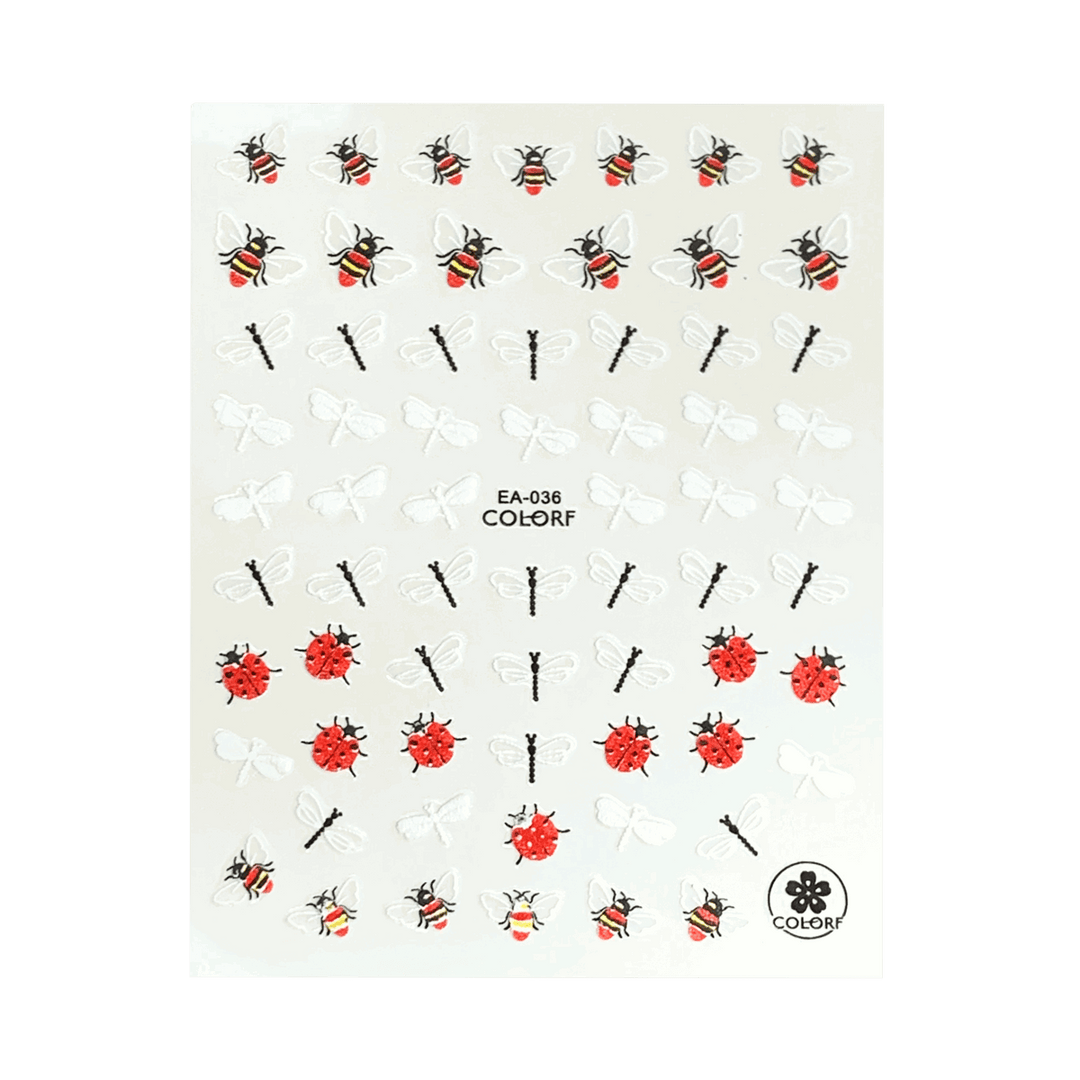 Décalques 3-D modèle Libellule/Coccinelle/Abeille EA-036
