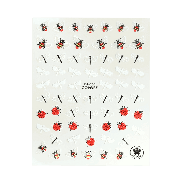 Décalques 3-D modèle Libellule/Coccinelle/Abeille EA-036