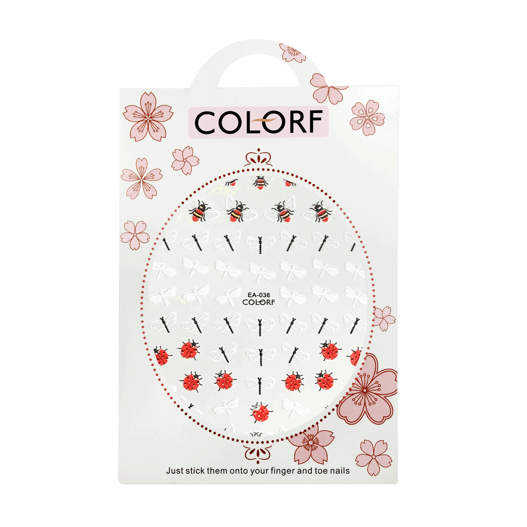 3D Nail Sticker Dragonfly Ladybug Bee EA-036